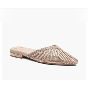 Birdies The D'Orsay Champagne Gold Woven Leather Mules Flats Mens 9.5